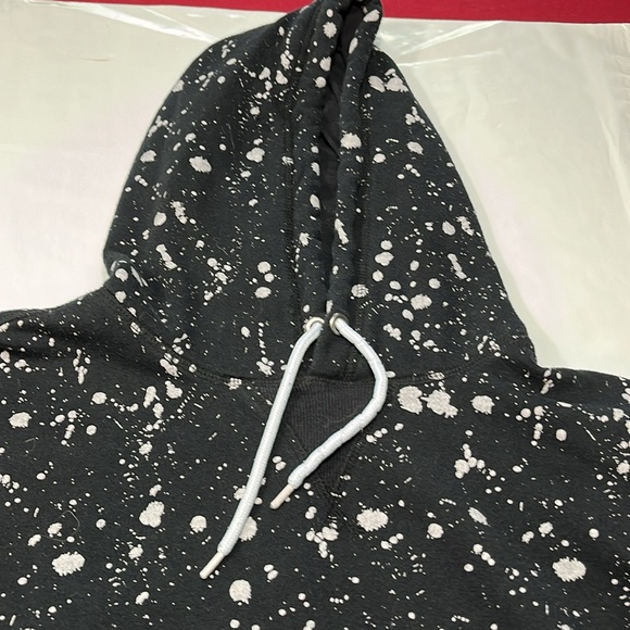 Hollywood BLACK gray splatter Hoodie street art punk edgy rock sweatshirt men M - Picture 6 of 15